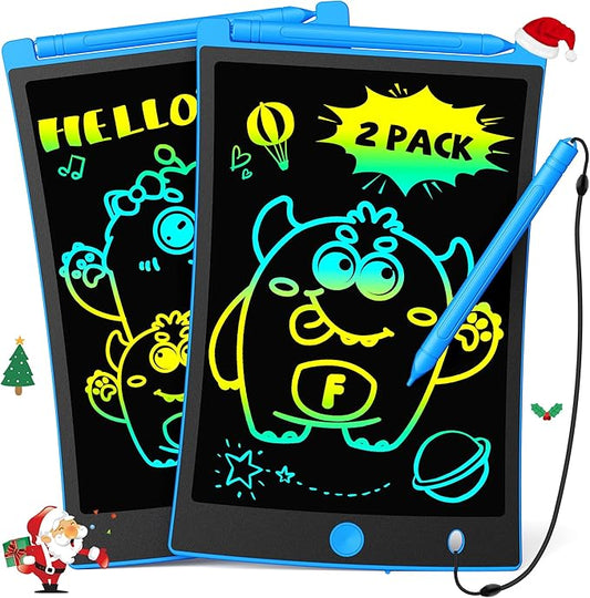 TEKFUN 2 Pack LCD Writing Tablet with Stylus, 8.5in Erasable Doodle Board Mess Free Drawing Pad for Kids, Car Trip Educational Toys Birthday Christmas Gift for 3 4 5 6 7 Girls Boys (2*Blue)