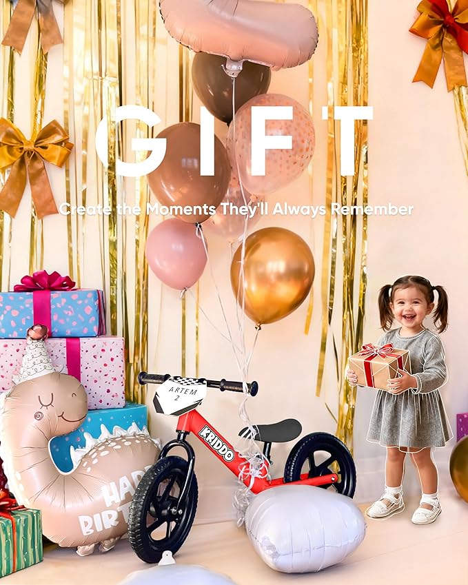KRIDDO Toddler Balance Bike 2 Year Old, Age 18 Months to 5 Years Old, 12 Inch Push Bicycle with Customize Plate (3 Sets of Stickers Included), Steady Balancing, Gift Bike for 2-3 Boys Girls, Red