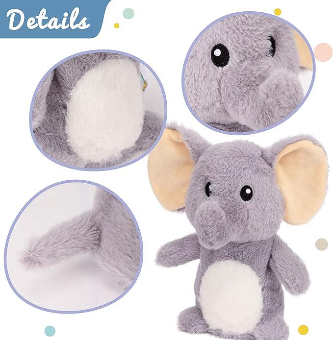 Hopearl Talking Elephant Repeats What You Say Nodding Electric Interactive Animated Toy Speaking Plush Buddy Gift for Toddlers, Grey, 8''