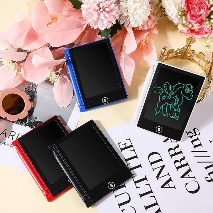 32 Pieces Mini LCD Writing Tablet 4.5 Inch Educational Toys Learning Writing Pad Erasable Drawing Pad Reusable Learning Toy Gift Preschool Art Toys for Girls Boys Birthday Favor (Plain Colors)