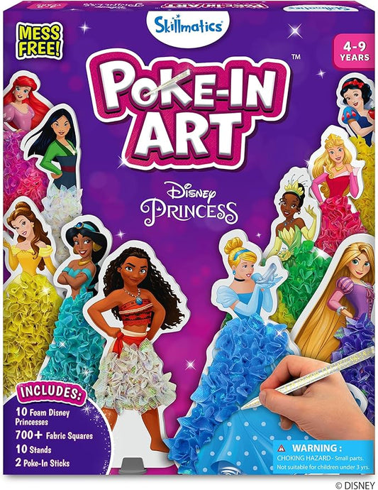 Skillmatics Poke-in Art - Disney Princesses, Mess-Free Fun for Kids, DIY Wood Craft Kits, Creative Christmas Gifts for Girls Ages 4, 5, 6, 7, 8, 9, Includes Cinderella, Ariel, Moana, Rapunzel & More