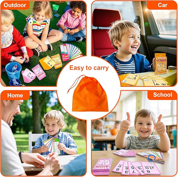 Addition and Subtraction Flash Cards- 102 Reusable Math Practice Cards with Addition, Subtraction, Educational Math Flashcards for Kids,Games for Kids Ages 3+ | Spark Skills & Fun Learning