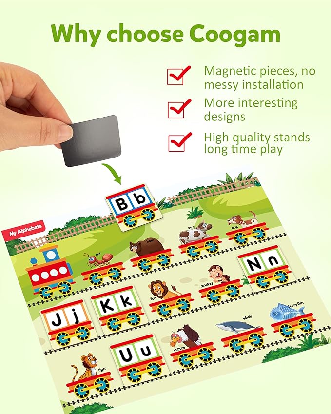Coogam Preschool Magnetic Busy Book, 9 Themed Stickers Toys Fine Motor Skills Learning Binder Quiet Book Montessori Toys for Kids Toddlers Home Kindergarten