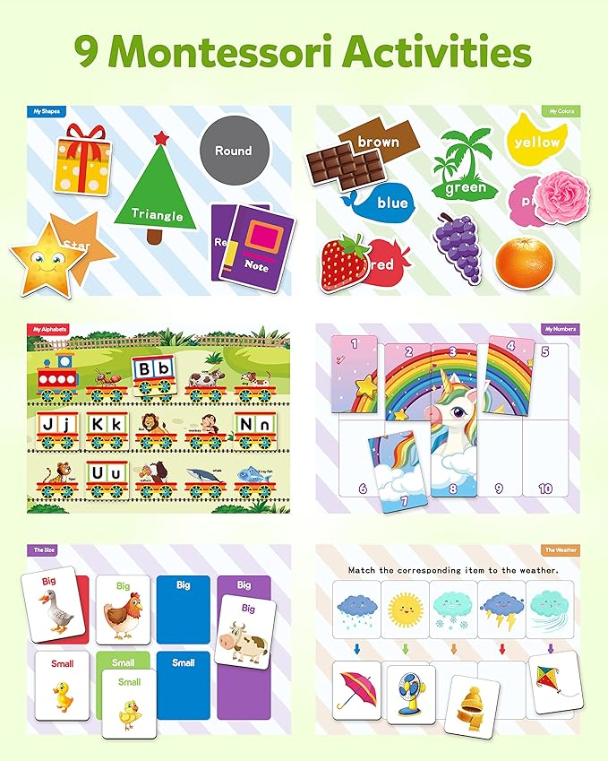 Coogam Preschool Magnetic Busy Book, 9 Themed Stickers Toys Fine Motor Skills Learning Binder Quiet Book Montessori Toys for Kids Toddlers Home Kindergarten