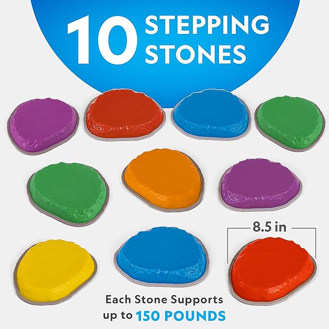 NATIONAL GEOGRAPHIC Stepping Stones for Kids – Durable Non-Slip Stones Encourage Toddler Balance & Gross Motor Skills, Indoor & Outdoor Toys, Obstacle Course, Gifts for Toddlers (Amazon Exclusive)