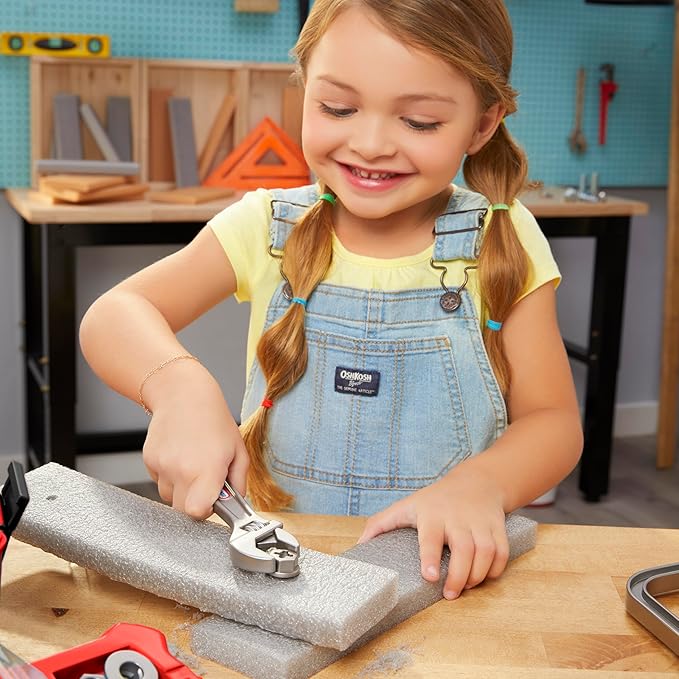 Little Tikes Creative Construction Tool Box Set with 9 Accessories, Pretend Play Construction Set, for Boys and Girls Ages 3+ Years