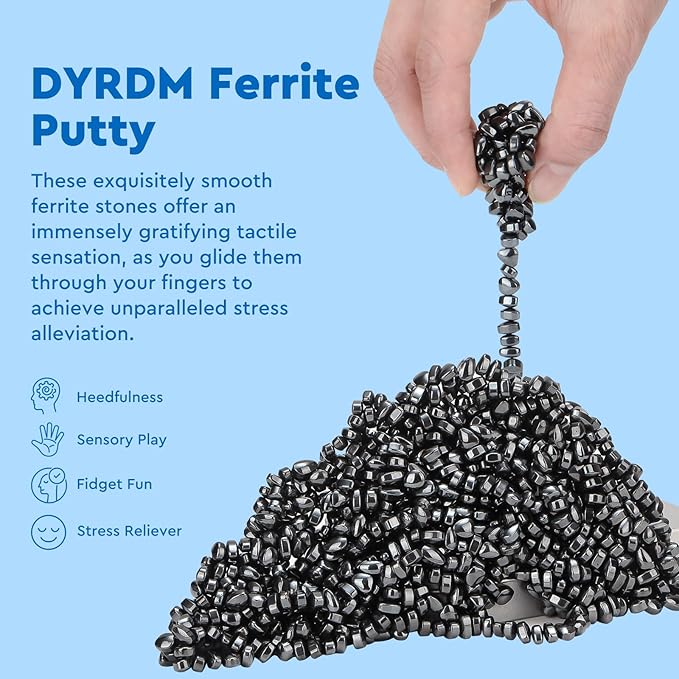 1000+ Original Ferrite Putty Black, Fidget Toy Ferrite Stones for Stress Relief, Sensory Toy for Adults & Teens 14+, Holiday Stocking Stuffer, Ferrite Rocks Fidget Present for Office