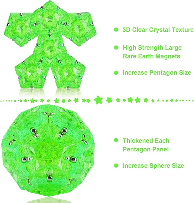 Magnetic Fidget Sphere Stress Relief Toys for Adults Kids, Anxiety Sensory Fidget Toys with Strong Neodymium Magnets, Desk ADHD Focus Tool Gift for Men Women (2.67'' Travel-Safe Toy Ball)