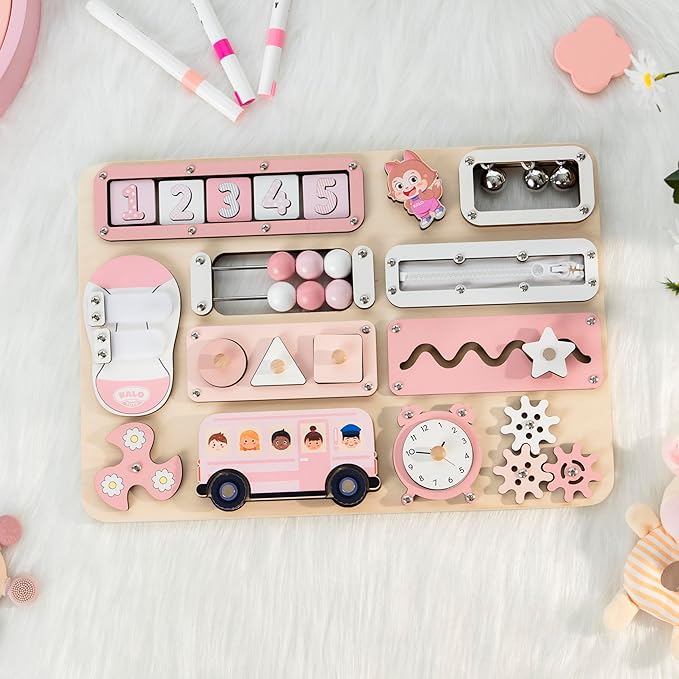 Large Busy Board Montessori Toys for 1 2 3 Year Old - Sensory Toys for Toddlers 1-3 - Fine Motor Skills & Early Learning - Montessori Gift for Boys & Girls - Travel-Friendly & Safe