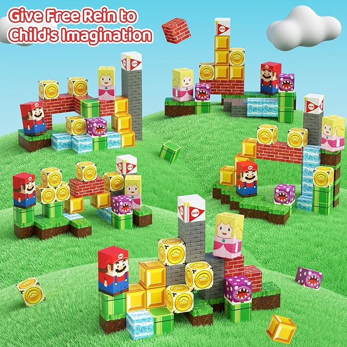 Magnetic Blocks Travel Toys, 35PCS Magnetic Tiles for Kids Ages 3-8, Portable STEM Building Cubes with Metal Storage Box, Toddler Learning Toys for Ages 3+