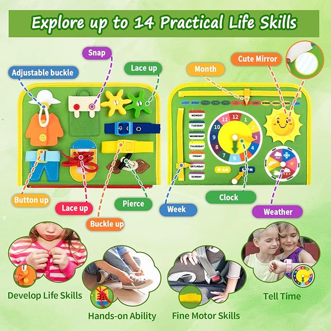 Toddler Busy Board, Farm Busy Book Montessori Toys for 1 2 3 4 Year Old, Sensory Board Preschool Learning Toy Activity Books Birthday Christmas Gifts for Girls Boys, Travel Toys for Airplane Car