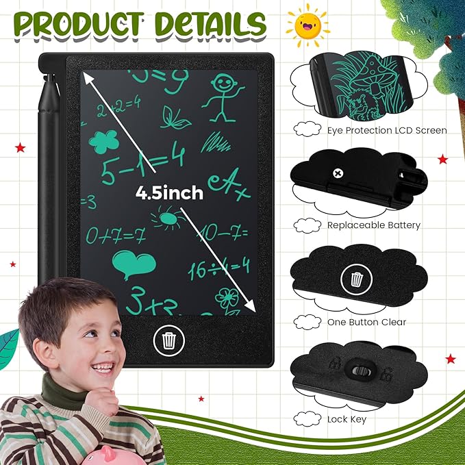 Zhehao 32 Pcs Mini LCD Writing Tablet 4.5 Inch Educational Toys Learning Writing Pad Erasable Drawing Pad Reusable Learning Toy Gift Preschool Art Board for Girls Boys Birthday Favor(Black)