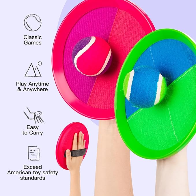 EVERICH Upgraded Toss and Catch Ball Game Set, Outdoor Games for Kids Toys, Stocking Stuffers for Family Games, Beach Pool Yard Christmas Toys Birthday Gifts for Boys Girls 3 4 5 6 7 8-12 Years Old