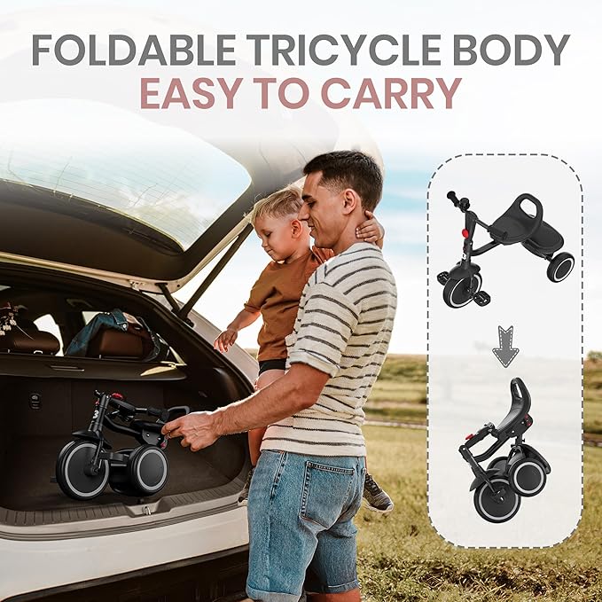 besrey Toddler Tricycle with Bell, Kids Tricycle Age 18 Months to 5 Years, Kids Trike, Toddler Bike for 1.5-5 Year Olds, Baby Trike, Gifts & Toys for Boys & Girls, Black