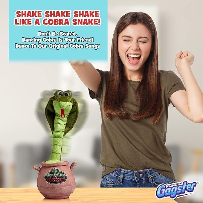 Gagster Dancing Cobra Snake - Dancing, Talking, Mimicking Cobra Snake Toy, Great for Kids & Adults, Singing, Joking, and Repeating What You Say, Hilarious Gag Gift Plush Novelty Mimic Toy