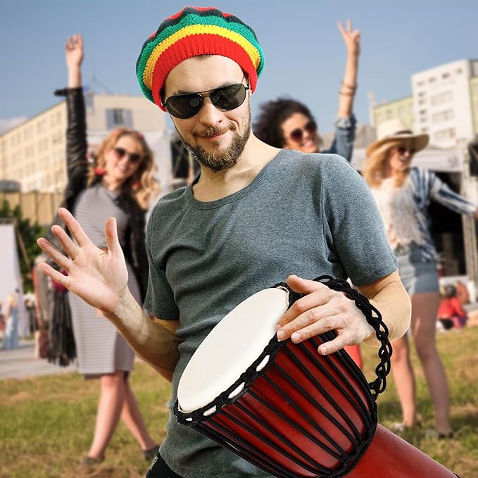 ArtCreativity 16 Inch Wooden Djembe Drum Set with Sticks, Rustic Brown Wood African Drum Design, Fun Musical Instrument for Kids and Adults, Great Gift Idea