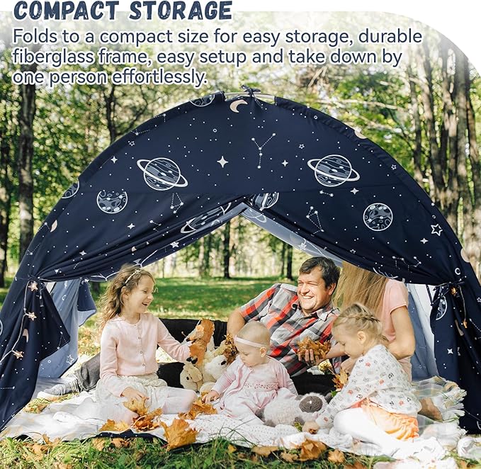 Bed Tent Twin, Space Play Canopy for Kids Toddler Boys, Bunk Canopy Tent for Toddler Bed, Galaxy Dome Playhouse Floor Portable Sleeping Tents Indoor for Girls Birthday, Christmas Toy House Gift