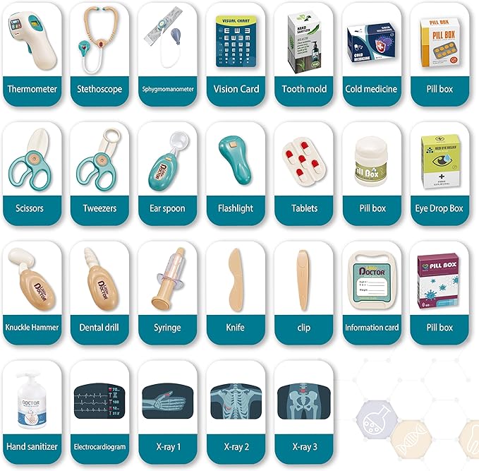 Deluxe Doctor Kit for Kids - 26 Piece Pretend Medical Station Toy Set with Play Stethoscope and Medical Instruments - Perfect Role Play Gift for Toddlers and Young Children