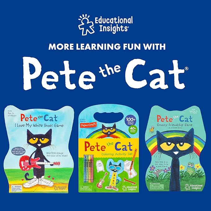 Educational Insights Hot Dots Pete The Cat Kindergarten Reading & Math Workbook - Kindergarten Workbooks with Interactive Pen, Homeschool Learning Books, Build Early Reading & Math Skills, Ages 5+