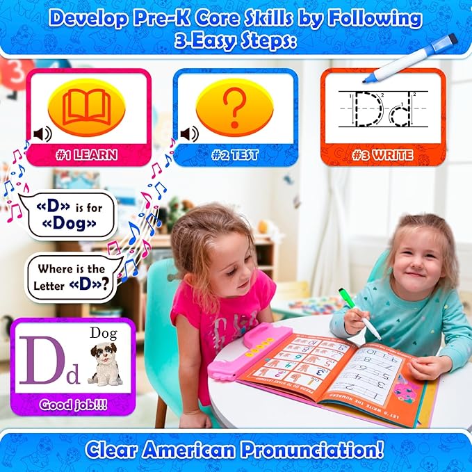 Curious 2 Learn ABC Learning for Toddlers | Learning Resources | English & Spanish Sound Book | Preschool Learning Activities | Educational Learning Toys | 4 Year Old Boy Birthday Gift