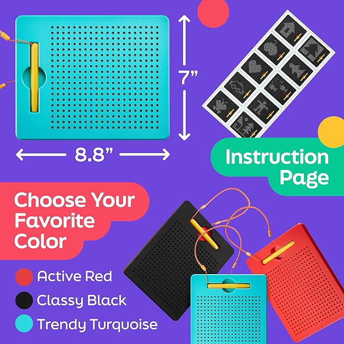 Magnetic Drawing Board for Kids & Toddlers with Beads and Magnet Stylus Pen - Magnetic Tablet Toy for Airplane & Car Ride Activities for Kids