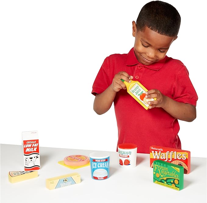 Melissa & Doug Fridge Food, Wooden Play Food for Kids Kitchen Playset, Play Kitchen Accessories, Preschool Toys for Girls & Boys Ages 3+
