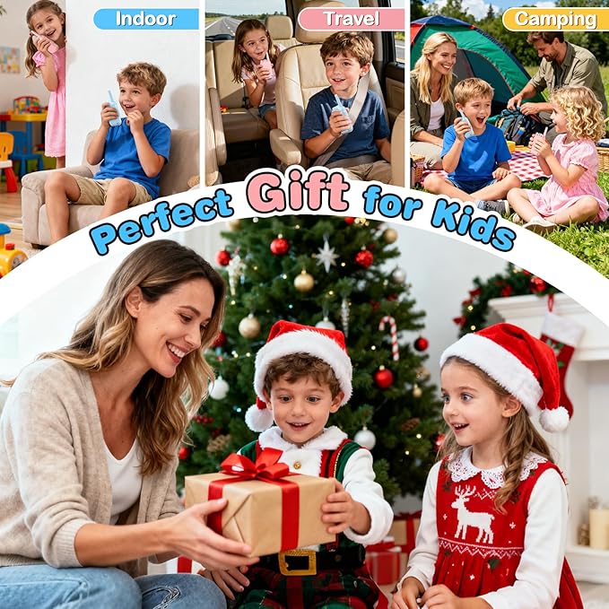 Video Walkie Talkies for Kids, 2 Pack Facetime Walkie Talkies with HD Camera & Voice Changer for Boys Girls for Family Games, Indoor, Outside, Hiking Christmas Birthday Toys Gift Ages 3-12 (Blue+Pink)