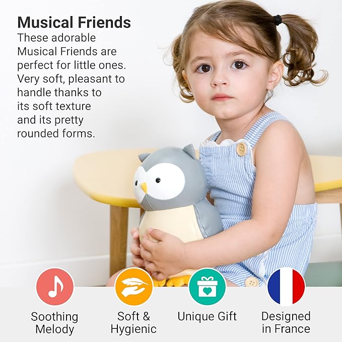 Little Big Friends Musical Baby Toy – Soft Plush Pull-String Cord Classical Toy for Baby & Toddlers | Soothing Stuffed Cuddly Animal Gift | Colette The Owl