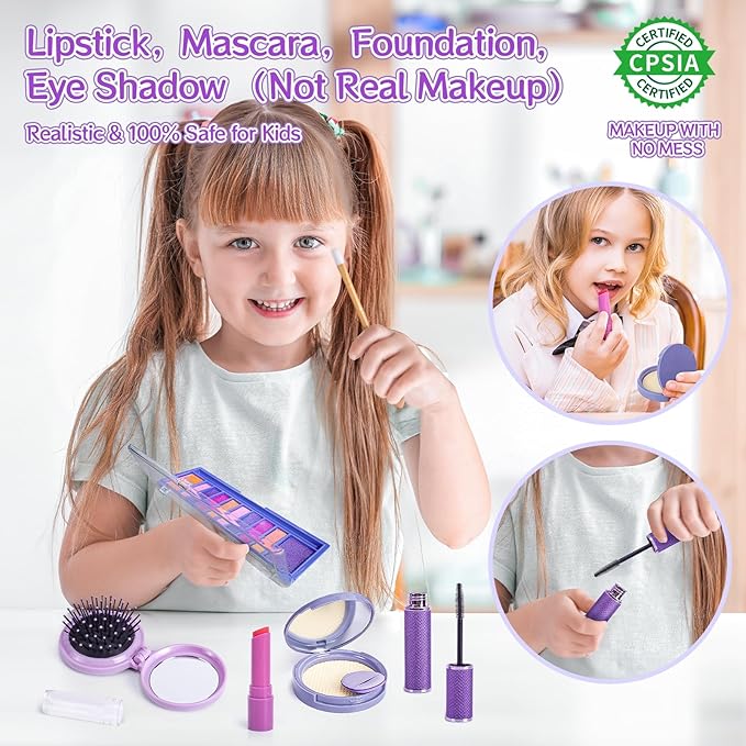 Little Girl Purse Accessories, My First Purse Set - Play Makeup Princess Plush Diary Unicorn Eye Mask Wallet Phone Pretend Credit Cards Kids Pretend Play Christmas Toy Gift for Girl Age 3+