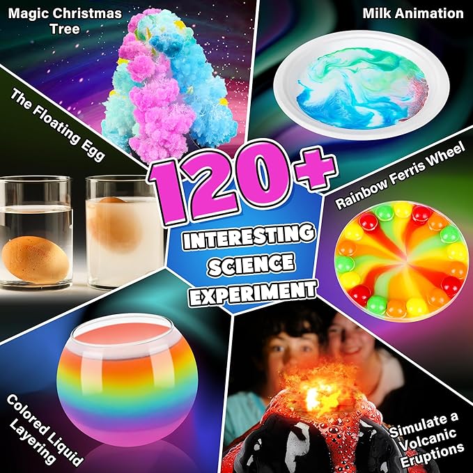 Kuovei Science Kit for Kids,120 Science Lab Experiments,Scientist Costume Role Play STEM Educational Learning Scientific Tools,Birthday Gifts and Toys for 6 7 8 9 10-12 Years Old Boys Girls Kids