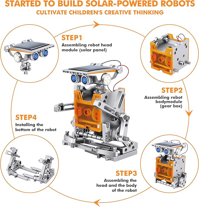 STEM 13-in-1 Education Solar Power Robots Toys for Boys Age 8+, Educational Toy DIY Science Kits for Kids, Building Experiment Robotics Set Birthday Gifts for 8+ Years Old Boys and Girls
