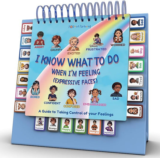 Thought-Spot Expressive Faces Flipbook | Emotions Wheel & Feelings Chart | Emotional Regulation Tool for Home, Class, Calm Down Corner | Helps Kids Learn Coping Skills | Autism Must-Have