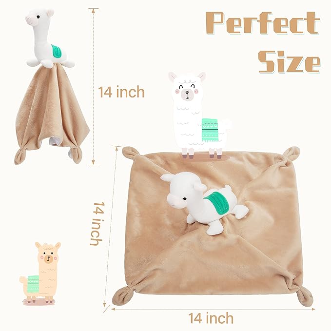 Pro Goleem Llama Security Blanket Soft Loveys for Babies Boys and Girls Newborn Lovie Infant Blankie Llama Baby Snuggle Toy Stuffed Animal Baby Gifts 14 Inch
