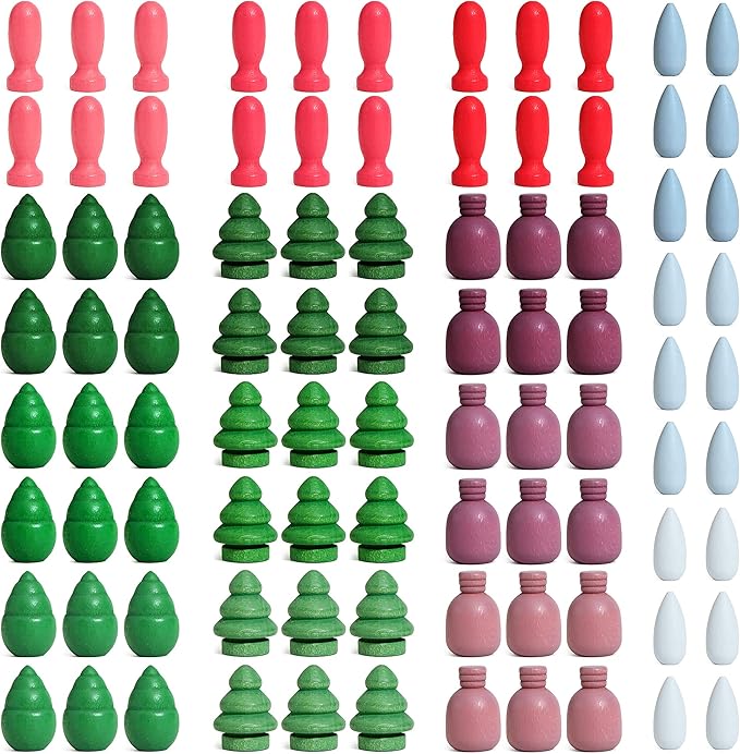 Large Set Full Rainbow Color Style Wooden Loose Parts Sensory Play Toys, Mandala Loose Parts 5 Shapes, 15 Colors, Rainbow Stacker Nesting Toys Parts (90PCS New Shapes)