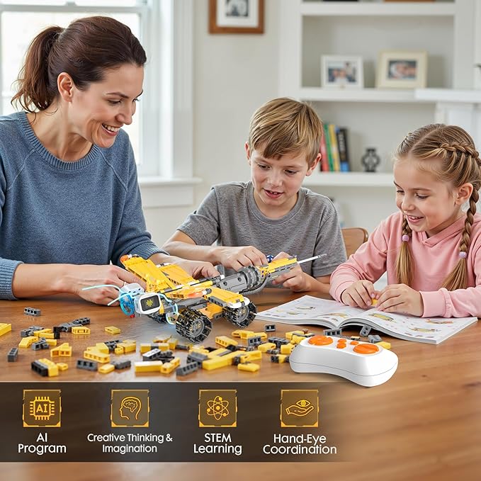 5in1 STEM Robot Building Kits for Kids 6-12, App & Remote Control STEM Dinosaur Tank Robot Building Toys for Kids, 899Pcs DIY Science Building Sets, Erector Sets for Boys Girls Birthday Xmas Gifts