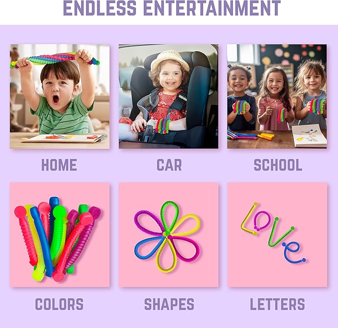 BUNMO Stocking Stuffers for Kids - Stretchy Sensory Strings - Sensory Toys for Kids - Toddler Stocking Stuffers - Hours of Fun - Mini Sensorial - 10 Pack