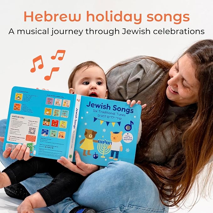 Calis Books Jewish Sound Book - Hanukkah for Children, Celebrate Jewish Holidays with six Traditional Songs in Hebrew, Shabbat, Hanukkah, Rosh Hashanah, Purim, Passover
