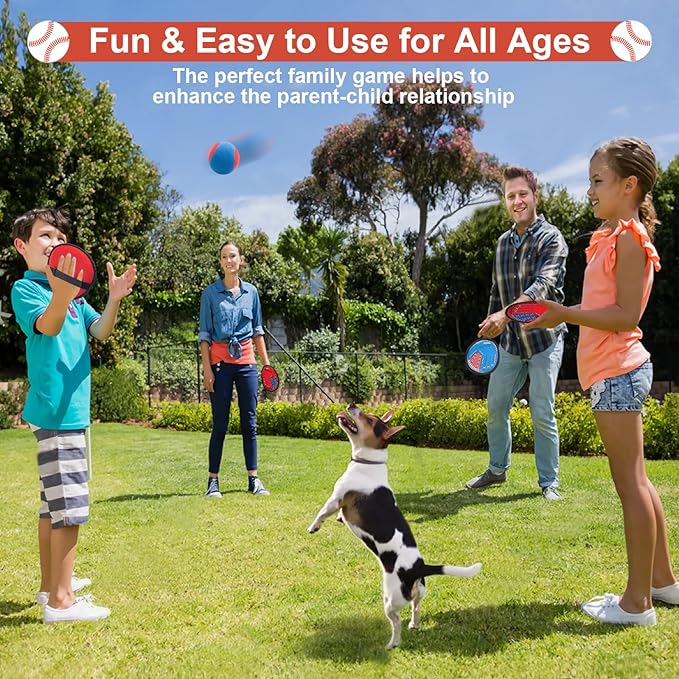 Toss and Catch Ball Game, Kids Toddler Baseball Glove & Catch Ball Toys, Kids Outdoor Games for Family, Toys for Beach Yard Outside, Birthday for Ages 3 4 5 6 7 8-12 Year Old Boys Girls