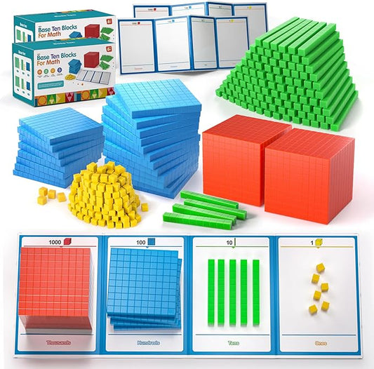 Set of 2 Base Ten Blocks Plastic 306 pcs Place Value Blocks Math Manipulatives Kindergarten Counting Cubes for Kids Math Early Counting Math Toy for 1st Grade