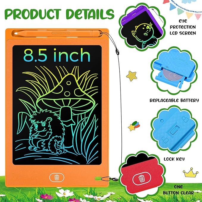 Zhehao 24 Pieces LCD Writing Tablet Doodle Board 8.5 Inch Colorful Reusable Screen Board Pad Reusable Drawing Writing Learning Educational Pad Toys for Girls Boys 8-10 3-10 (Bright Color,Round Style)