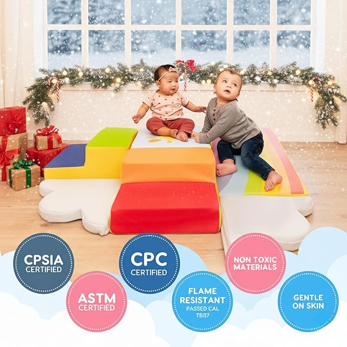 Captivating Non-Toxic Foam Climbing Blocks for Toddlers – 6-Piece Soft Play Set for Motor Skills, Crawling & Color Learning – Easy-to-Clean, Eco-friendly, Anti-Slip Indoor Climber for Toddlers
