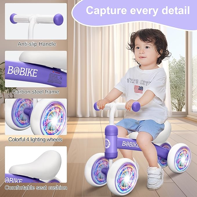 Baby Balance Bike Toys for 12-36 Months Kids Toy Boy and Girls Gifts Toddler Best First Birthday Gift Children Walker No Pedal Infant 4 Wheels Bicycle