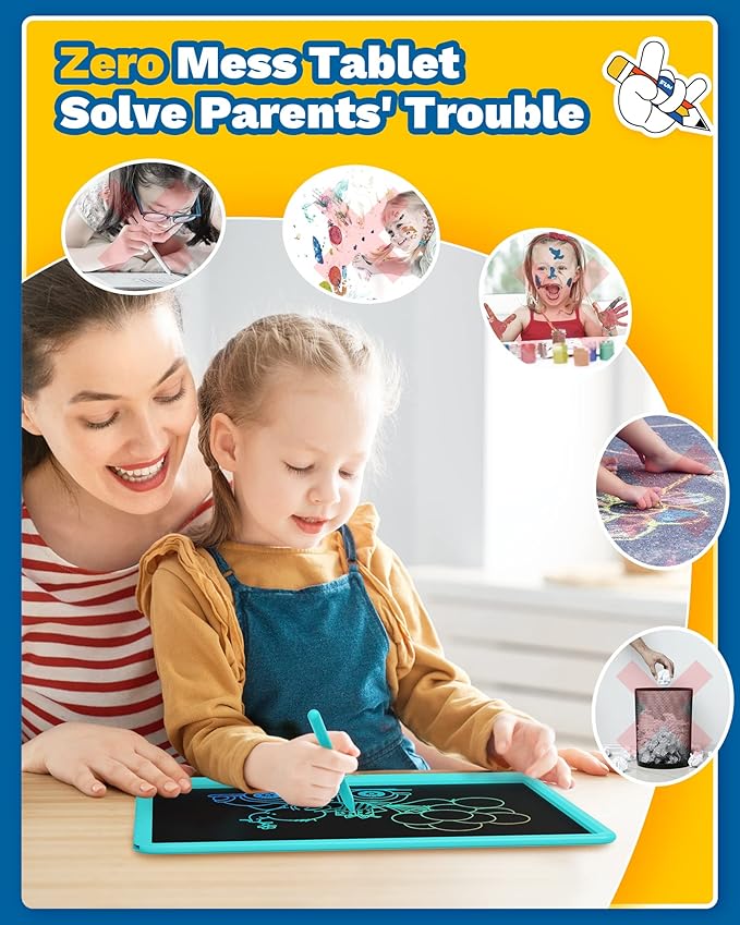 TEKFUN LCD Writing Tablet for Kids, Teen Girl Boy Gifts Ideas, Educational Toys for Boys 8 7 6 5 4 3 Year Old, Drawing Board for Kids Adults (15in Blue)