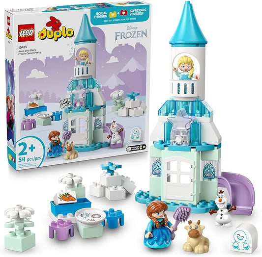 LEGO DUPLO Disney Anna and Elsa’s Frozen Castle Party - Toddler Toy for Girls and Boys 2+ - Building Blocks for Pretend Play and Sensory Development - Preschool Learning Gift for Kids - 10455