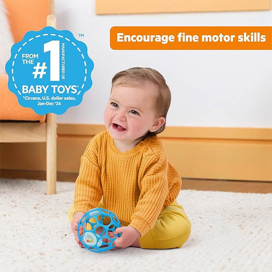 Bright Starts Oball Easy-Grasp Rattle BPA-Free Infant Toy in Blue, Age Newborn and up, 4 Inches