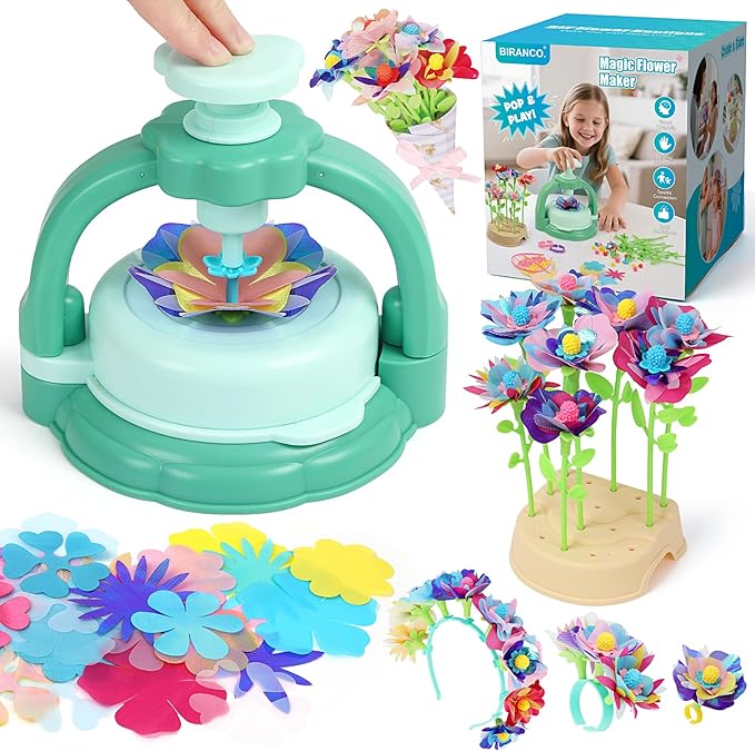 BIRANCO. DIY Flower Bouquet Maker Kit for Kids – Build Your Own Flower Market, Arts & Crafts Toys for Girls Ages 4-8, Educational Activity with Rich Accessories, Great Gift Idea