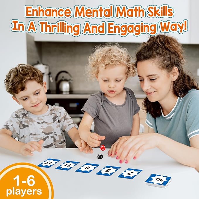 Aizweb Math Games for Kids - Addition, Subtraction, Multiplication, Division Flash Cards - Educational Learning Counting for Homeschool, Classroom, Travel - Indoor Outdoor Dice Family Game