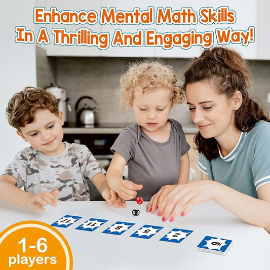 Aizweb Math Games for Kids - Addition, Subtraction, Multiplication, Division Flash Cards - Educational Learning Counting for Homeschool, Classroom, Travel - Indoor Outdoor Dice Family Game