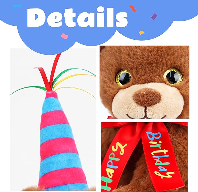 Cuteoy Musical Birthday Bear Repeat What You Say Interactive Animated Stuffed Animal Shaking Singing Dancing Turning Circle Plush Toy Electric Plushies Gifts for Kids Girls Boys Birthday