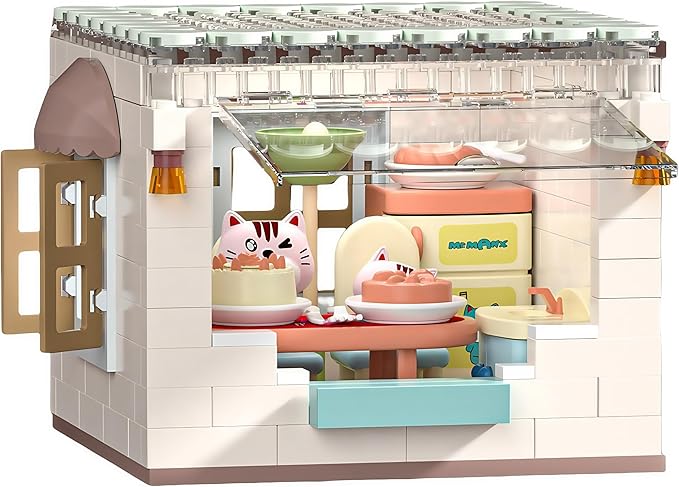 Koko's Cat Town DIY Miniature House Kit,Tiny House Dining Room Building Kits,Purrfect Dollhouse with 259PCS,Gift for Cat Lovers Teens Kids Ages 3+